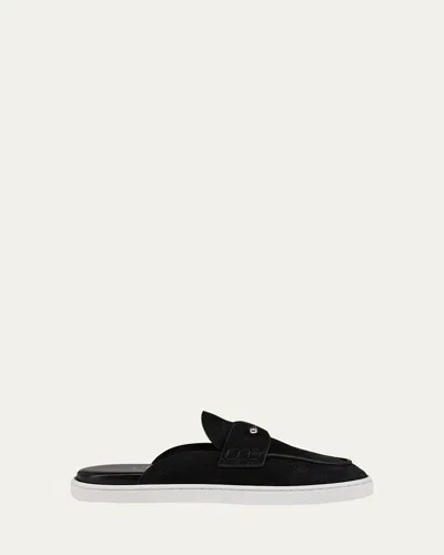 Christian Louboutin Chanme Donna Leather Boat Shoe Mules In Black
