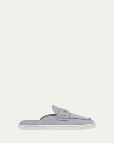 Christian Louboutin Chanme Donna Leather Boat Shoe Mules In Gray