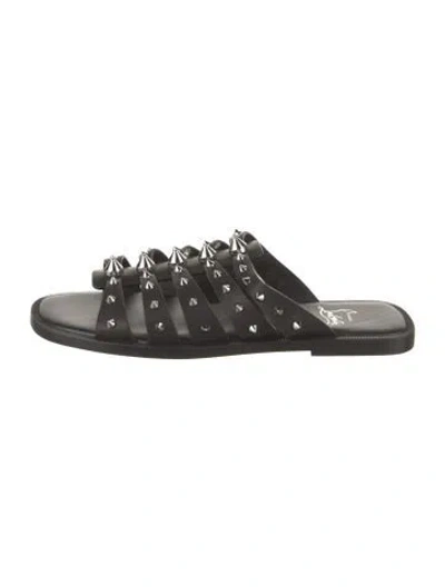 Pre-owned Christian Louboutin Charja Sandals Leather Slides In Black