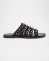 Christian Louboutin Charja Spike Leather Red Sole Slide Sandals In Black