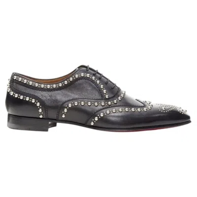 Pre-owned Christian Louboutin Charlie Clou Black Silver Studded Oxford Brogue Eu44