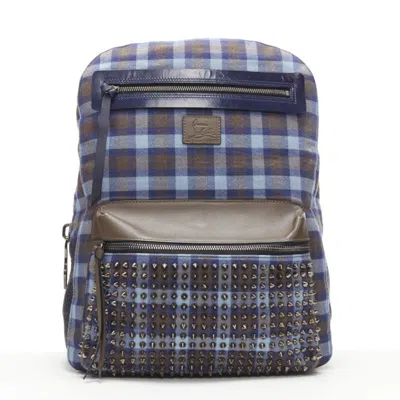 Christian Louboutin Checked Stud Backpack In Blue