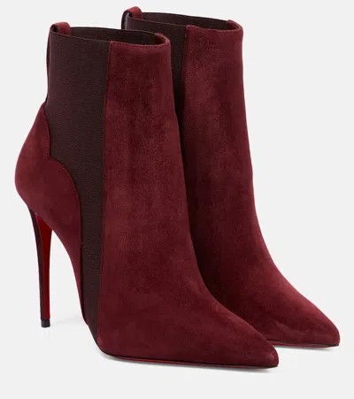 Christian Louboutin Chelsea Chick Booty Suede Boots 100 In Bordeaux