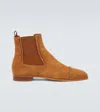 Christian Louboutin Chelsea Cloo Ankle Boots In Leather Color Suede In Cinnamon/sterling