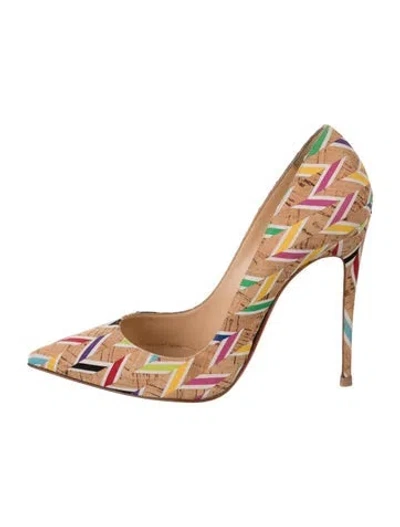Pre-owned Christian Louboutin Chevron Graphic Print Pumps In Neutrals