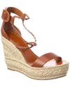 Christian Louboutin Chocazeppa Leather Wedge Espadrilles In Brown