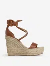 Christian Louboutin Chocazeppa 120 Studded Leather Espadrille Wedge Sandals In Brown