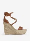 Christian Louboutin Chocazeppa 120 Studded Leather Espadrille Wedge Sandals In Brown