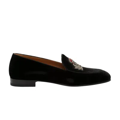 Pre-owned Christian Louboutin Crest On The Nile Flat Velvet 'black' | Men's Size 40