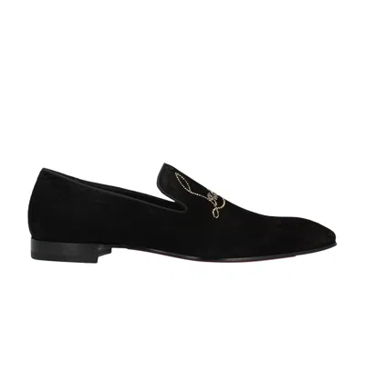 Pre-owned Christian Louboutin Dandelion Strass Flat Veau Velours Gg 'black' | Men's Size 4