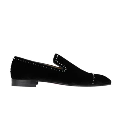 Pre-owned Christian Louboutin Dandeton Flat Velvet 'black Dark Gun' | Men's Size 40