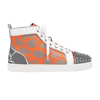 Pre-owned Christian Louboutin Fun Lou Spikes Flat High 'reflex Orange Camo' | Men's Size 4