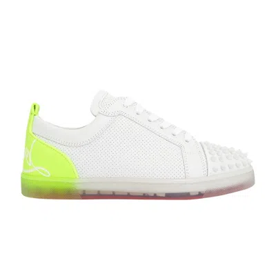 Pre-owned Christian Louboutin Fun Louis Junior Spikes Flat 'white Fluo Yellow' | Men's Siz