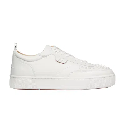 Pre-owned Christian Louboutin Happyrui Spikes Flat 'white' | Men's Size 44.5