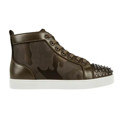 Pre-owned Christian Louboutin Lou Spikes Orlato Flat High 'balmore Camo' | Green | Men's S