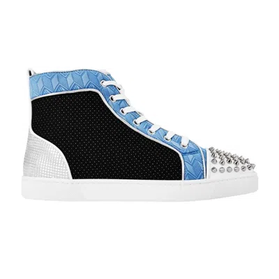 Pre-owned Christian Louboutin Lou Spikes Orlato Flat 'white Black Blue' | Men's Size 42