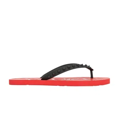 Pre-owned Christian Louboutin Loubi Flip Flat 'black Red' | Men's Size 46