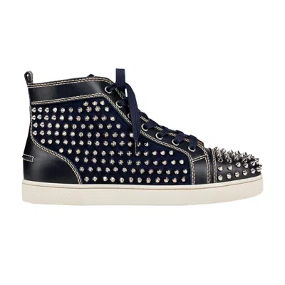 Pre-owned Christian Louboutin Louis Flat Calf Spikes 'blue' | Men's Size 41.5
