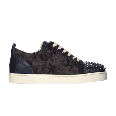 Pre-owned Christian Louboutin Louis Flat Calf Spikes 'camo' | Black | Men's Size 44