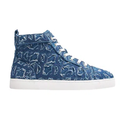 Pre-owned Christian Louboutin Louis Flat High 'denim Embroidered' | Blue | Men's Size 43