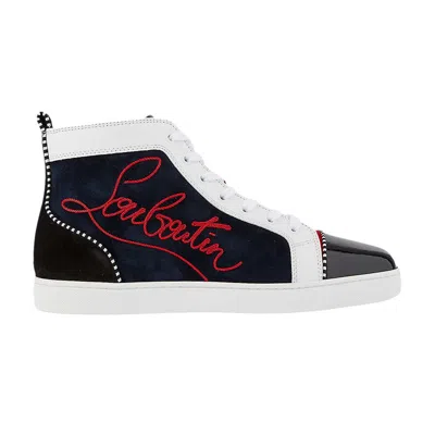 Pre-owned Christian Louboutin Louis Flat High 'logo Print - Version Multi' | Blue | Men's