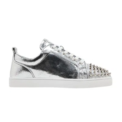 Pre-owned Christian Louboutin Louis Junior Spikes Low 'manoir Laminated Silver' | Men's Si