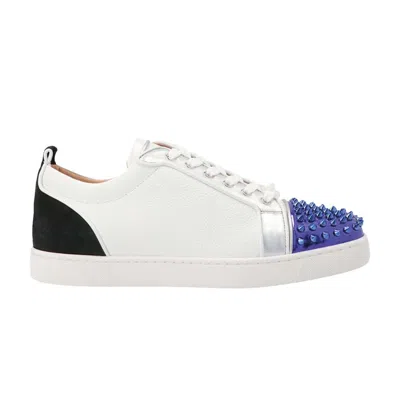 Pre-owned Christian Louboutin Louis Junior Spikes Orlato Flat 'white Blue' | Men's Size 41