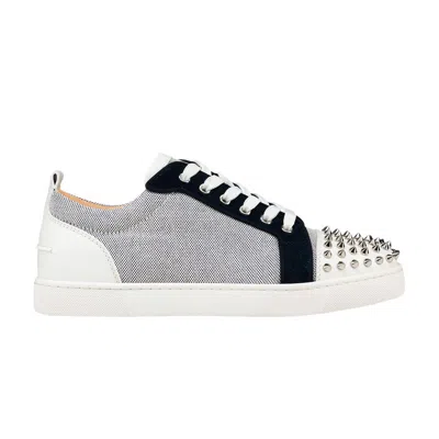 Pre-owned Christian Louboutin Louis Junior Spikes Orlato Flat 'white Navy' | Men's Size 41