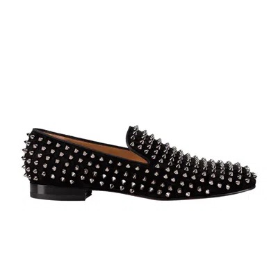 Pre-owned Christian Louboutin Rollerboy Spikes Flat Veau Velours 'black Dark Gun' | Men's