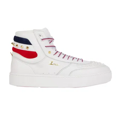 Pre-owned Christian Louboutin Top Rui Spikes 'version White' | Men's Size 44