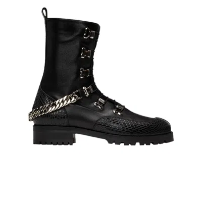 Pre-owned Christian Louboutin Wmns Horse Guarda Flat Calf 'black Silver' | Women's Size 36