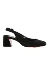 Christian Louboutin Block Heel Sandals Round Toe In Black