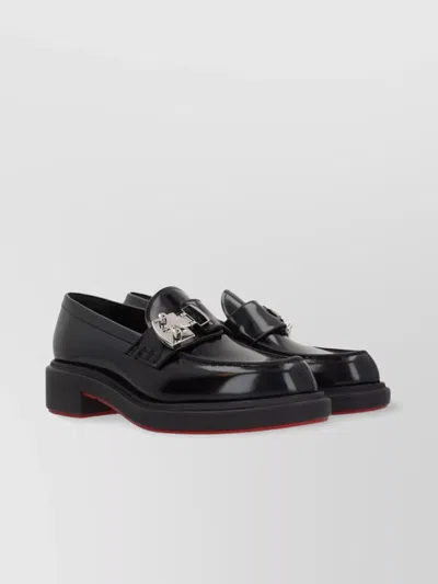 Christian Louboutin Chunky Rubber Sole Loafers With Metal Hardware In Black