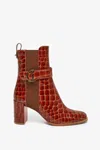 Christian Louboutin Croco Chelsea Red Sole Booties