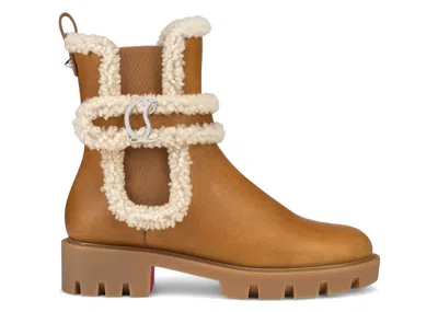 Pre-owned Christian Louboutin Cl Chelsea Booty Lug Flat (women's) Sneakers In Terra/lin Beige