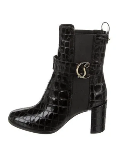 Pre-owned Christian Louboutin Cl Chelsea Booty Spike Accents Chelsea Boots In Black