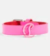 Christian Louboutin Cl Logo Leather Bracelet In Fluo Pink/fluo Pink