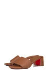 Christian Louboutin Cl Calfskin Heeled Mules 55 In Cuoio/lin Cuoio