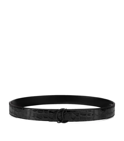 Christian Louboutin Cl Logo Leather Belt In Black/black