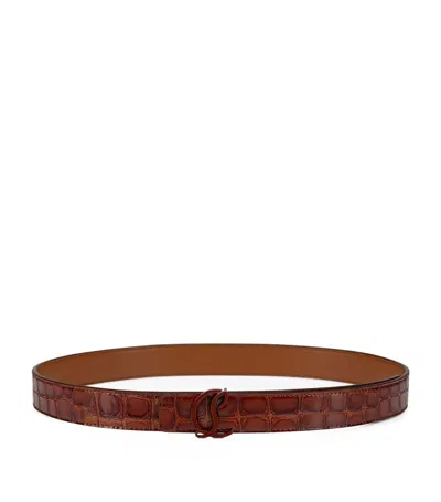 Christian Louboutin Cl Logo Leather Belt In Brown