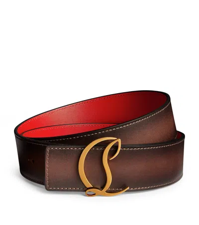 Christian Louboutin Cl Logo Leather Belt In Brown