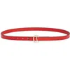 Christian Louboutin Cl Logo Leather Skinny Belt In Loubi/gold