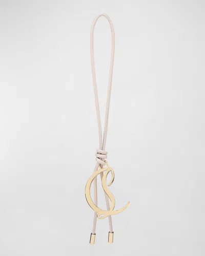 Christian Louboutin Cl Logo Strings Bag Charm In Leche/gold