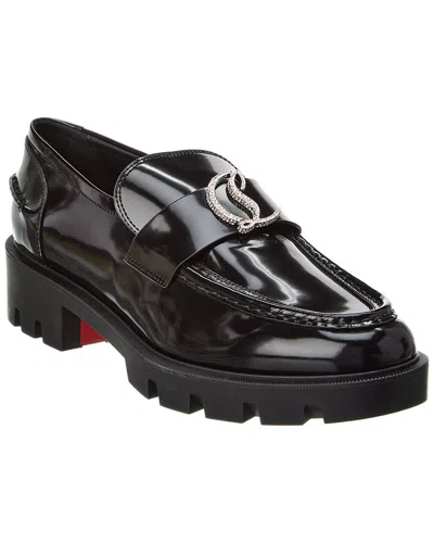 Christian Louboutin Cl Moc Lug Strass Leather Loafer In Black