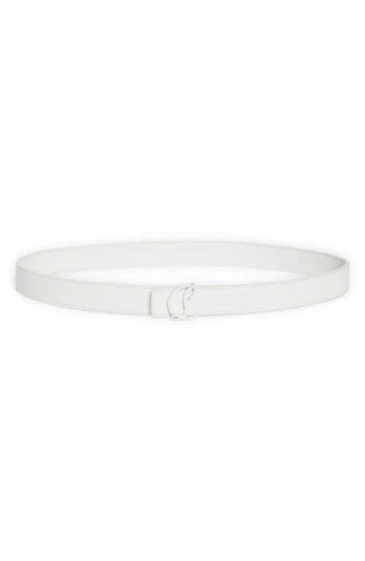 Christian Louboutin Cl Monogram Buckle Leather Belt In W240 Bianco/bianco