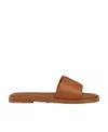 Christian Louboutin 10mm Cl Leather Mule Flats In Brown
