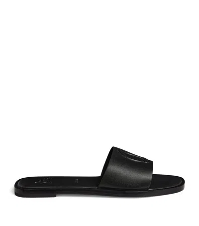 Christian Louboutin Cl Mule Leather Flat Sandals In Black/lin Black