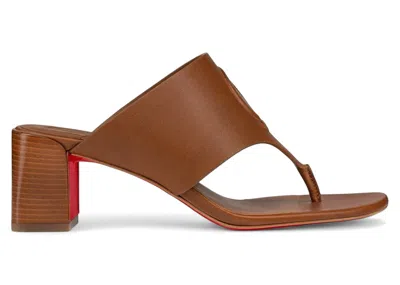 Pre-owned Christian Louboutin Cl Tongamule 55 Brown (women's) Sneakers In Cuoio