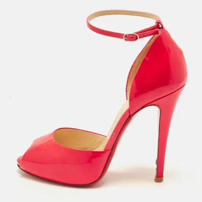 Pre-owned Christian Louboutin Claudia Size 36 Hot Pink Patent Leather Peep-toe D'orsay Pumps