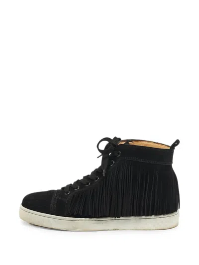 Pre-owned Christian Louboutin Coachelito Fringed Sneakers In Black